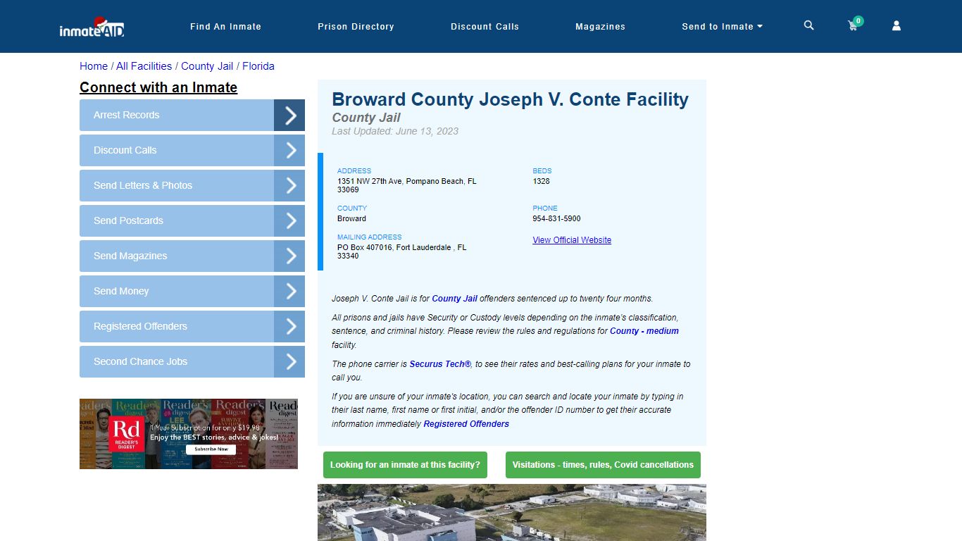 Broward County Joseph V. Conte Facility - Inmate Locator - Pompano ...