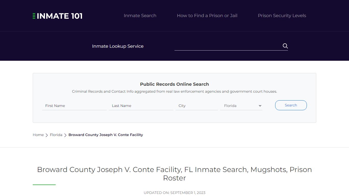 Broward County Joseph V. Conte Facility, FL Inmate Search, Mugshots ...